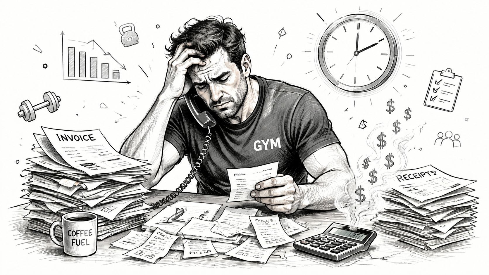 Automated Payment Collection for Gyms: The Operator's Guide - automated-payment-collection-stressed-gym-owner.jpg